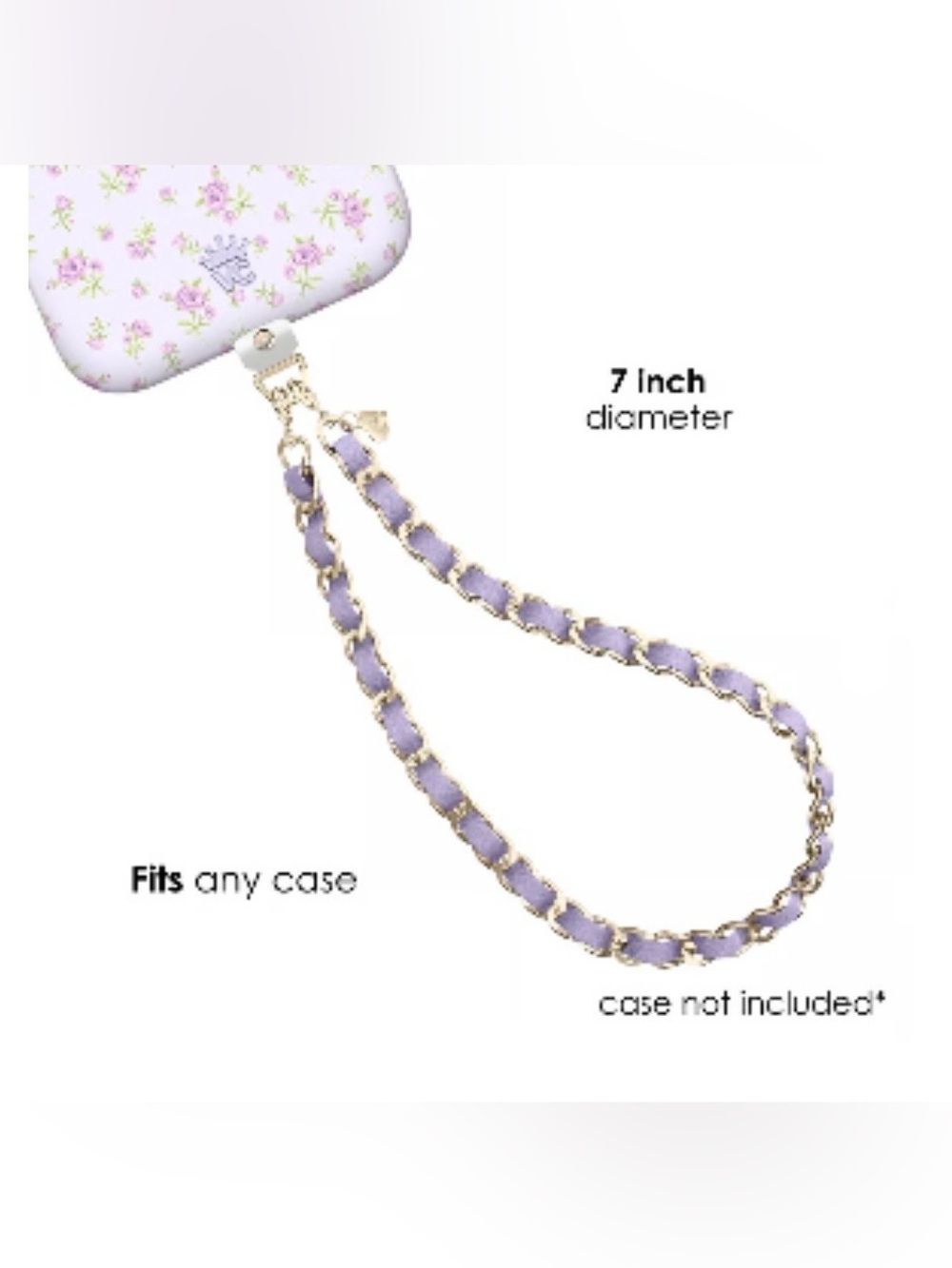 NEW Velvet Caviar lilac leather gold chain phone charm bracelet fits ANY phone